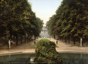 The Park and the Chamber of Deputies of Bruges, Belgium, ca 1895, Historical, digitally restored