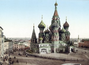 St Basil's Cathedral, Moscow, Russia, 1890, Historical, digitally restored reproduction from a 19th