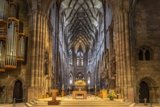 Interior of Freiburg Minster, Freiburg im Breisgau, Black Forest, Baden-Württemberg, Germany,