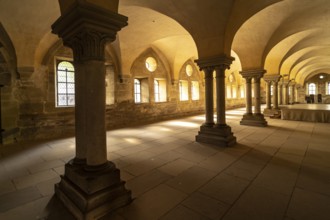 Lay refectory interior, Maulbronn Monastery, Maulbronn, Baden-Württemberg, Germany, Europe