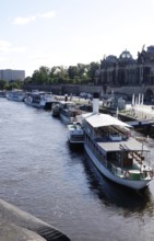 Elbe river cruise Dresden, view to Brühl's Terrace, Dresden, Saxony, Germany, Europe