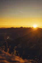 View from the Aggenstein and the foothills of the Alps in Ostallgäu and the Ammergebirge at