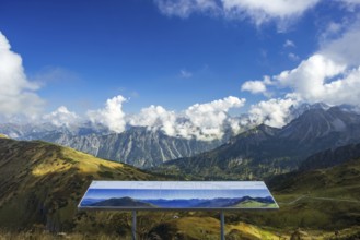 Panorama from the Kanzelwandbahn mountain station over the Stillachtal valley, behind it the Allgäu