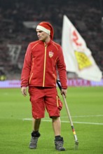 Greenkeeper, gardener, in Father Christmas costume, MHPArena, MHP Arena Stuttgart,