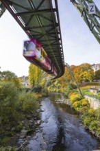 Wuppertal suspension railway, elevated railway, landmark of Wuppertal, Wuppertal, Bergisches Land,