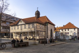 Market chapel and old guardhouse on the market square in Northeim, Lower Saxony, Germany, Europe