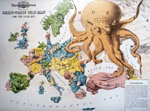 Serio-Comic War Map by Fred W. Rose, vintage cartoon map showing the political situation in Europe