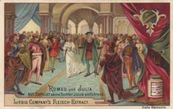 Picture series Romeo and Juliet, 1, Capulet abducting his daughter Juliet, Liebig picture,