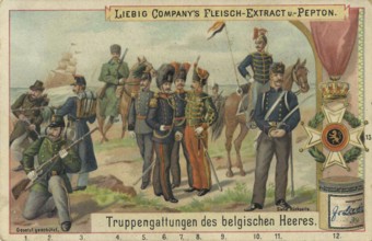 Series of pictures Military units, types of troops of the army of Belgium, Liebig picture,