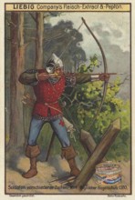 Picture series Soldiers of different times, archer around 1380 in England, Liebig picture,