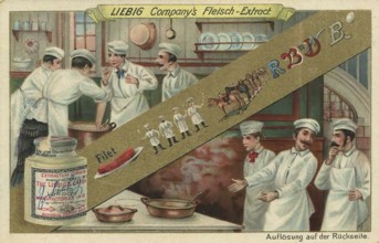 Picture series picture puzzle, many cooks, Liebig picture, digitally restored reproduction of a