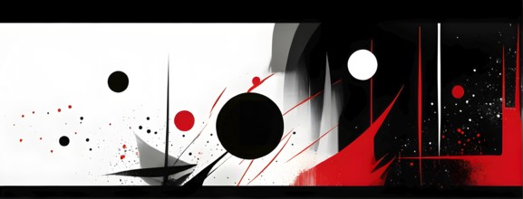 Minimalist illustration featuring abstract geometric shapes with red color accent symbolizing fun