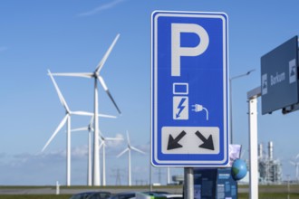 Electric car fast charging station, from the Dutch provider PowerGo, in the ferry harbour of