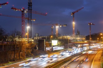 Major construction site in Düsseldorf, on the B8, Danziger Straße, construction of a residential