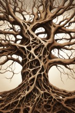 Abstract illustration depicting the branching patterns of tree roots representing natural