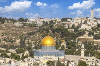 Jerusalem, Islamic shrine Dome of Rock located in the Old City on Temple Mount near Western Wall