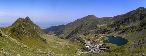 Romania: Lake Balea (Romanian: Balea Lac) from above. The lake is located at the summit of the