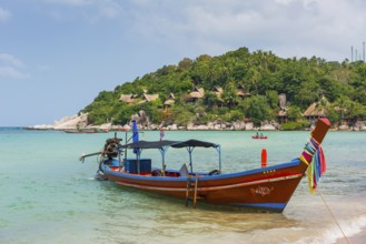 Sairee beach with colourful longtail boat, colourful, wooden boat, boat, painted, traditional,