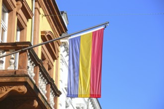 Romanian flag on a building