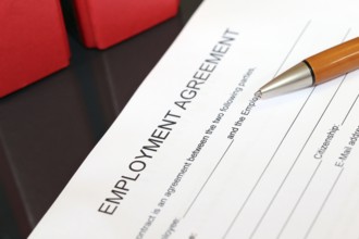 Blank form of an employment contract in English