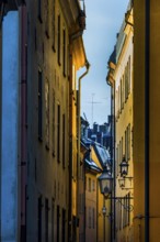 Houses in an alley of Gamla Stan, old town, centre, attraction, famous, downtown, city trip,