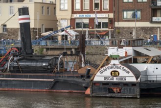 Duisburg-Ruhrort harbour district, Horst-Schimanski-Gasse at the harbour, reminiscent of the crime