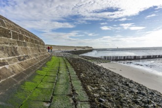 North Sea, Spiekeroog Island, autumn, coastal protection in the west of the island, wall for dune