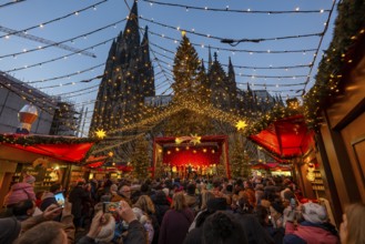 Christmas market on Roncallli Square, right next to Cologne Cathedral, in the historic centre of