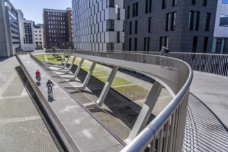 The Parkbruk, cycle and pedestrian bridge in the city centre of Antwerp, crosses a multi-lane city