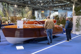 Motorboats at BOOT 2024, the world's largest yacht and water sports trade fair in Düsseldorf, North