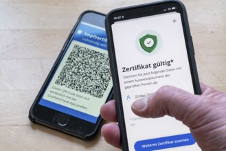 CovPassCheck app, for checking the digital vaccination certificate, on a smartphone, vaccinations