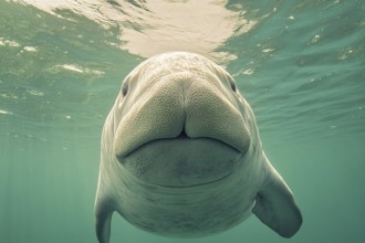 Dugong swimming in water. Generative AI, AI generated