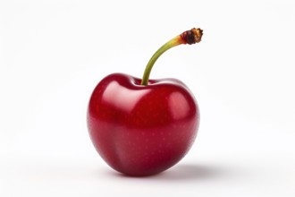 Single cherry fruit on white backgorund. KI generiert, generiert AI generated