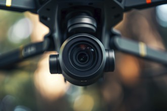 Video and photo camera lens of flying drone. Generative Ai, AI generated