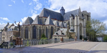 Late gothic Saint Michael Church and St. Michael bridge, Ghent, Flanders, Belgium, Europe