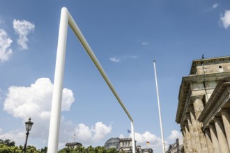 The world's largest football goal stands at the Brandenburg Tor. For the 2024 European