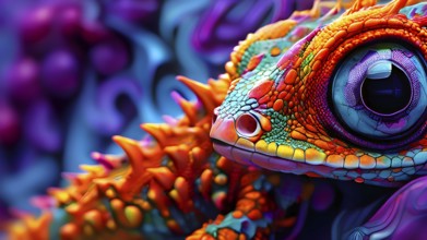 Nano material inspired by gecko feet with intricate patterns and vibrant colors representing