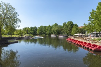 Odense, boat hire at Munke Mose Park, Odense River, restaurant, café, water features, Fyn, Fyn