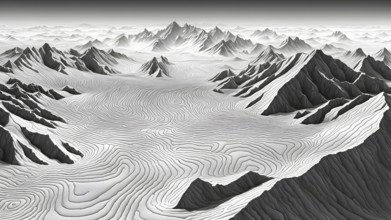 Abstract topographic map contour with complex terrain patterned, AI generated