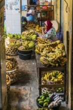 Traditional authentic food market, vendor, woman, fruit, vegetable, fresh, food, nutrition, sale,