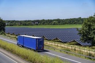 Solar park near Neukirchen-Vluyn, along the A40 motorway, over 10, 000 solar modules spread over 4