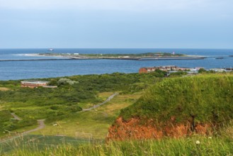 Dune of the high sea island Helgoland, view from the Helgoländer Oberland, dunes south beach with