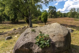 Grave of the heath poet Hermann Löns, in the Tietlinger Wacholderhain, near Bad Fallingbostel,