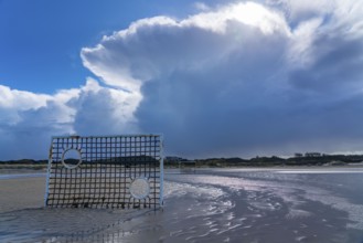 Football pitch, football field, Tor tor, on the beach, tidal creek, in the west of Borkum, island,