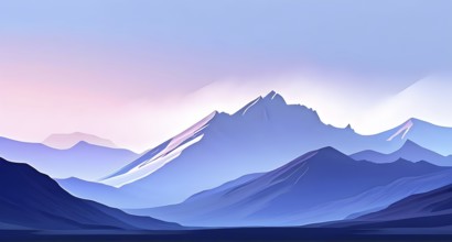 Abstract mountain range made of clean, geometric shapes with varying tones of grey and white, AI