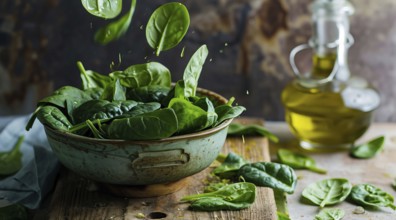 Nutritious spinach salad leaves that provide big health benefits, AI generated