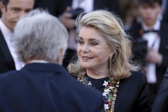 Cannes, France, 21 May 2024: Catherine Deneuve at the premiere of Marcello Mio on the red carpet of