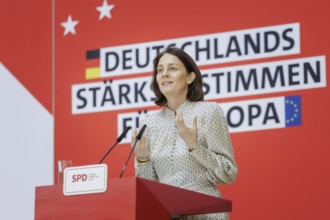 Katarina Barley, SPD lead candidate for the 2024 European elections, at a press conference