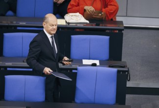 Federal Chancellor Olaf Scholz, (SPD), recorded during a government statement in the German