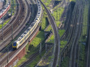 Under and over: Railway tracks at the main station. This is where the trains queue to enter the